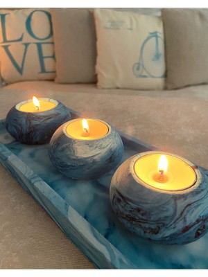 Mor Villa El Yapımı 3'lü Set,Mumluk,Dekoratif Mumluk,Tealight Mumluk,Hediyelik Eşya