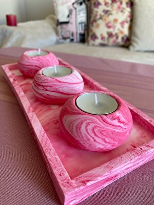 Mor Villa El Yapımı 3'lü Set,Mumluk,Dekoratif Mumluk,Tealight Mumluk,Hediyelik Eşya