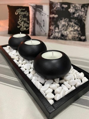 Mor Villa El Yapımı 3'lü Beton Tabaklı Beton Mumluk Set Beton Tealight Set Mumlar Dahildir