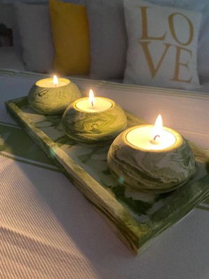 Mor Villa El Yapımı 3'lü Set,Mumluk,Dekoratif Mumluk,Tealight Mumluk,Hediyelik Eşya