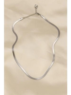 Nerisa Bijuteri Çelik İtalyan zinciri ezme kolye 60+5 cm