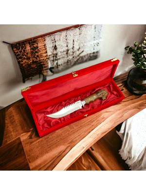 Palta Outdoor Aslanbaşlı 28 Cm. Tırtıklı Bıçak Kamp Bıçağı Deri Kılıf Hediyeli Kamp Outdoor Çakısı Hediyelik Eşya