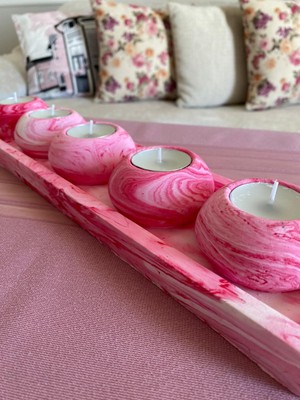 Mor Villa El Yapımı 5'li Set,Mumluk,Dekoratif Mumluk,Tealight Mumluk,Hediyelik Eşya