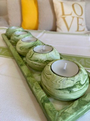 Mor Villa El Yapımı 5'li Set,Mumluk,Dekoratif Mumluk,Tealight Mumluk,Hediyelik Eşya