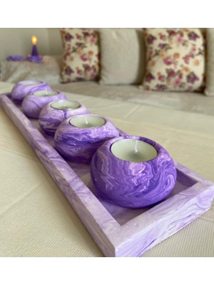 Mor Villa El Yapımı 5'li Set,Mumluk,Dekoratif Mumluk,Tealight Mumluk,Hediyelik Eşya