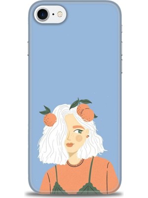 gmotp iPhone 8 Kılıf Hd Baskılı - Beyaz Saçlı Kız