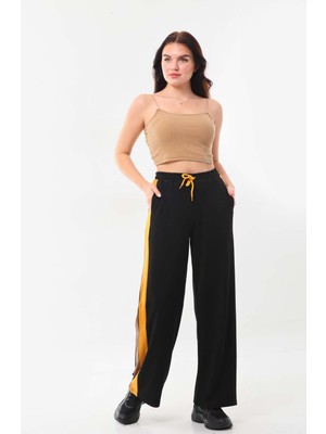 Sistas Kadın Belden Bağlamalı Rahat Form Pantolon 22959 Siyah