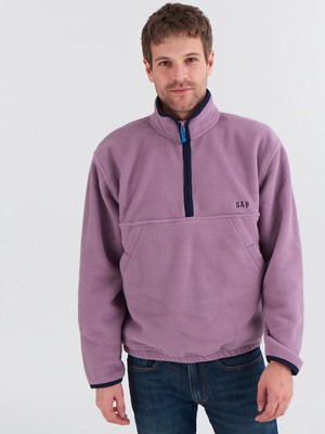 Gap Erkek Lila Gap Logo Arctic Fleece Yarım Fermuarlı Sweatshirt