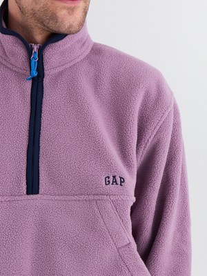 Gap Erkek Lila Gap Logo Arctic Fleece Yarım Fermuarlı Sweatshirt