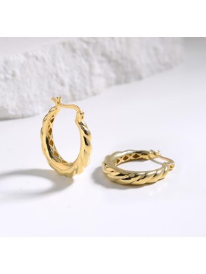 goldkupe 14 Ayar Italyan Burgu Altın Küpe