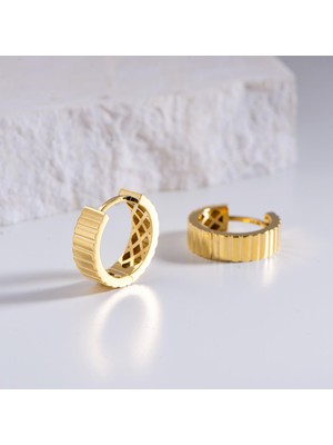 goldkupe 14 Ayar Italyan Halka Desenli Altın Küpe