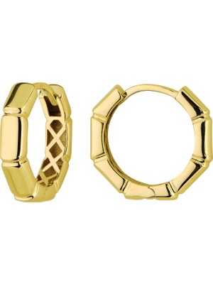 goldkupe 14 Ayar Italyan Altıgen Altın Küpe