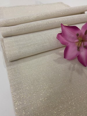 Zeren Home Keten Görünümlü Simli Linen Gold Runner 40 x 160