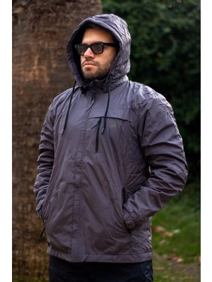 Azıcık Akıllı Erkek Antrasit Suya Dayanıklı Rüzgar Geçirmez Çıkarılabilir Kapüşonlu Balıkçı Motorcu Mont 23EMNTR860