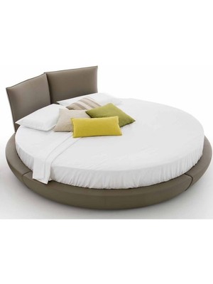 Zambak Tekstil Çap Seçenekli Yuvarlak Lastikli Çarşaf Seti  Pamuklu Saten