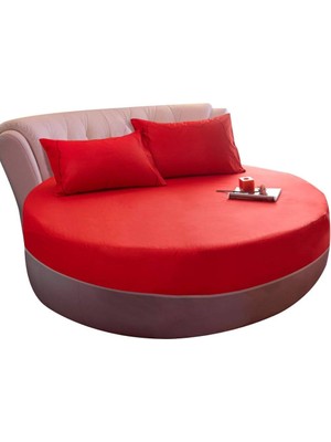 Zambak Tekstil Çap Seçenekli Yuvarlak Lastikli Çarşaf Seti  Pamuklu Saten