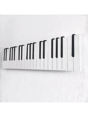 Galery Wood Dekoratif Ahşap 15 Tuşlu Piyano Elbise Askılık; Piano Çok Amaçlı Müzik, Duvar, Kapı Askı;15x55cm