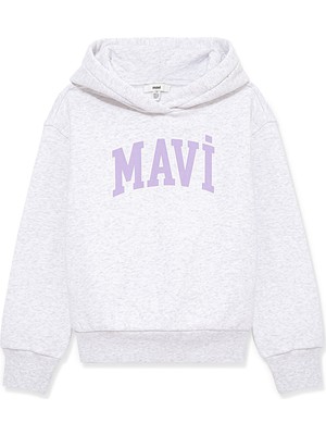 Mavi Logo Baskılı Fermuarlı Gri Sweatshirt 7610035-85438