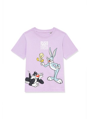 Mavi Bugs Bunny Baskılı Mor Tişört 7610161-70516