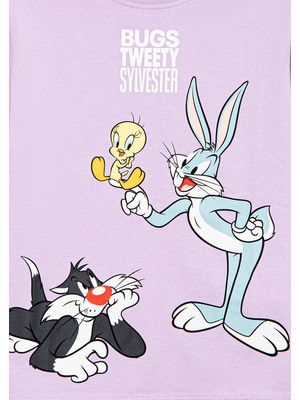 Mavi Bugs Bunny Baskılı Mor Tişört 7610161-70516