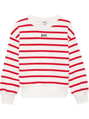 Mavi Logo Baskılı Kırmızı Sweatshirt 7S10038-82054