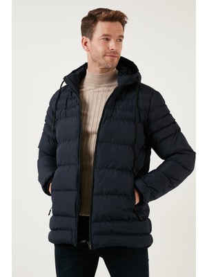 Buratti Buratti Su Itici Slim Fit Soğuğa ve Rüzgara Dayanıklı Kapüşonlu Şişme Mont Erkek Mont 649005