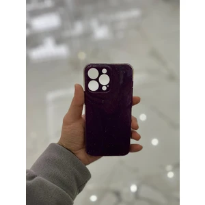 Apple iPhone 14 Pro Max Kamera Korumalı Simli Renkli Derin Mor Silikon Kılıf