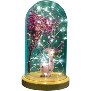 By Lamp Işıklı Fanus Pembe Zürafa ve Çiçek Figürlü Lamba