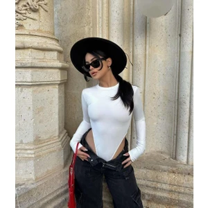 Ceyss Design Balıkçı Yaka Scuba Kumaş Uzun Kollu Bodysuit