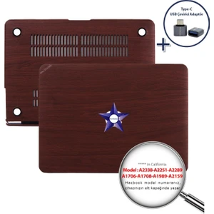 Macbook Pro Kılıf 13inç M1-M2 A1706-08 A1989 A2159 A2251 A2289 A2338 ile Uyumlu Wood01