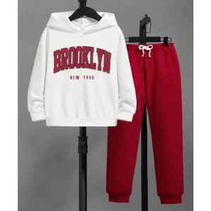 Kids Face Şardonlu Kışlık Modern Kız Çocuk Eşofman Takımı