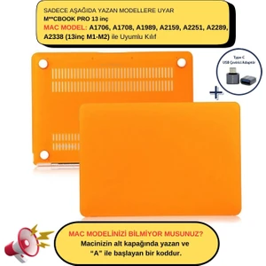 Macbook Pro Kılıf 13inç M1-M2 A1706-08 A1989 A2159 A2251 A2289 A2338 ile Uyumlu Mat