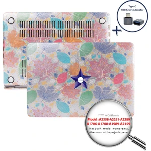 Macbook Pro Kılıf 13inç M1-M2 A1706-08 A1989 A2159 A2251 A2289 A2338 ile Uyumlu Leaf01