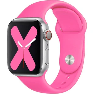 Apple Watch Series SE/10/9/8/7/6/5/4/3 46mm-45mm-44mm-42mm Uyumlu S/M Spor Silikon Kordon Barbie Pembesi