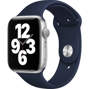 Apple Watch Series SE/10/9/8/7/6/5/4/3 46mm-45mm-44mm-42mm Uyumlu M/L Spor Silikon Kordon Lacivert