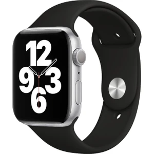 Apple Watch Series SE/10/9/8/7/6/5/4/3 46mm-45mm-44mm-42mm Uyumlu M/L Spor Silikon Kordon Siyah