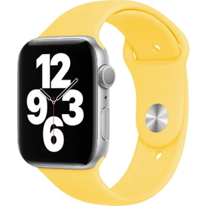 Apple Watch Series SE/11/10/9/8/7/6/5/4/3 42mm-41mm-40mm-38mm Uyumlu S/m Spor Silikon Kordon Sarı