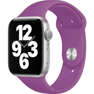 Apple Watch Series SE/10/9/8/7/6/5/4/3 46mm-45mm-44mm-42mm Uyumlu M/L Spor Silikon Kordon Mor
