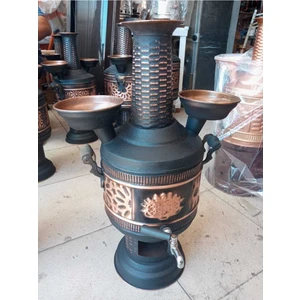 5 Lt Kabartmalı Bakır Semaver  BS05-K Crm.bkr.smvr, One Size