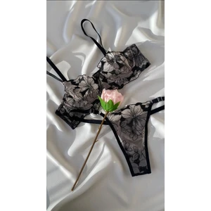 La Linaa Blackrose Kadın Çiçekli Bralet Takım