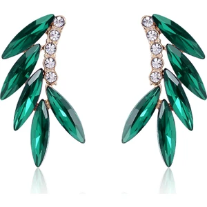 Kristal Vintage Alaşım Küpe Geometrik Yarım Daire Ark Küpe Kadınlar Için Stil Yeşil (Yurt Dışından)