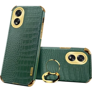 Oppo A38 4g Timsah Doku Yüzük Tutucu Kickstand Deri+Tpu Telefon Kapağı (Yurt Dışından)