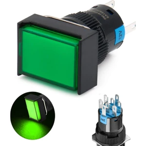 D16 Işıklı Buton 24V Yaylı 2co Kare Yeşil MBT-27232