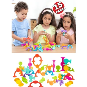 Roseroi Vantuzlu Vakum Molekül 25 Parça Yapı Silikon Taşları Popit Duyusal Eğitici Oyuncak Squigz Blok