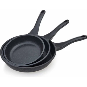 Döküm Granit 3 Lü Tava Seti 20CM 24CM 28CM Siyah