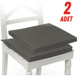 Fermuarlı 2'li Sandalye Minderi Su Itici Kumaş 40X40 cm Sünger Sandalye Minderi Bağcıklı Antrasit