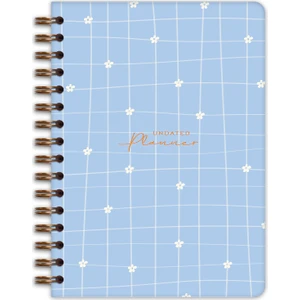 Matt Notebook A5 Spiralli Süresiz Planlayıcı Ajanda Motivasyon Sayfalı Mavi Papatya