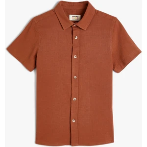 Basic Gömlek Kısa Kollu Klasik Yaka Pamuklu