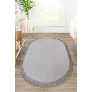 Valery Home Comfort Oval Ponpon Saçaklı Peluş Halı Gri