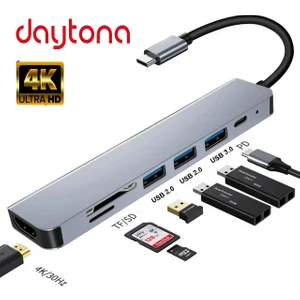 CH13 Macbook Uyumlu Type-C to 4K Ultra HD 1080p HDMI 2* USB 3.0 SD TF Kart Okuyucu Çevirici Hub Adaptör